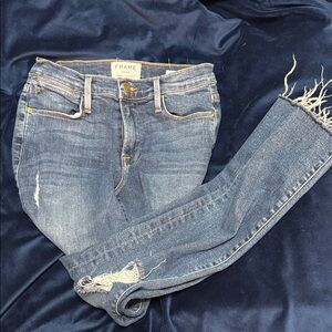 Frame Denim Women's Ankle Cropped Jeans in Blue